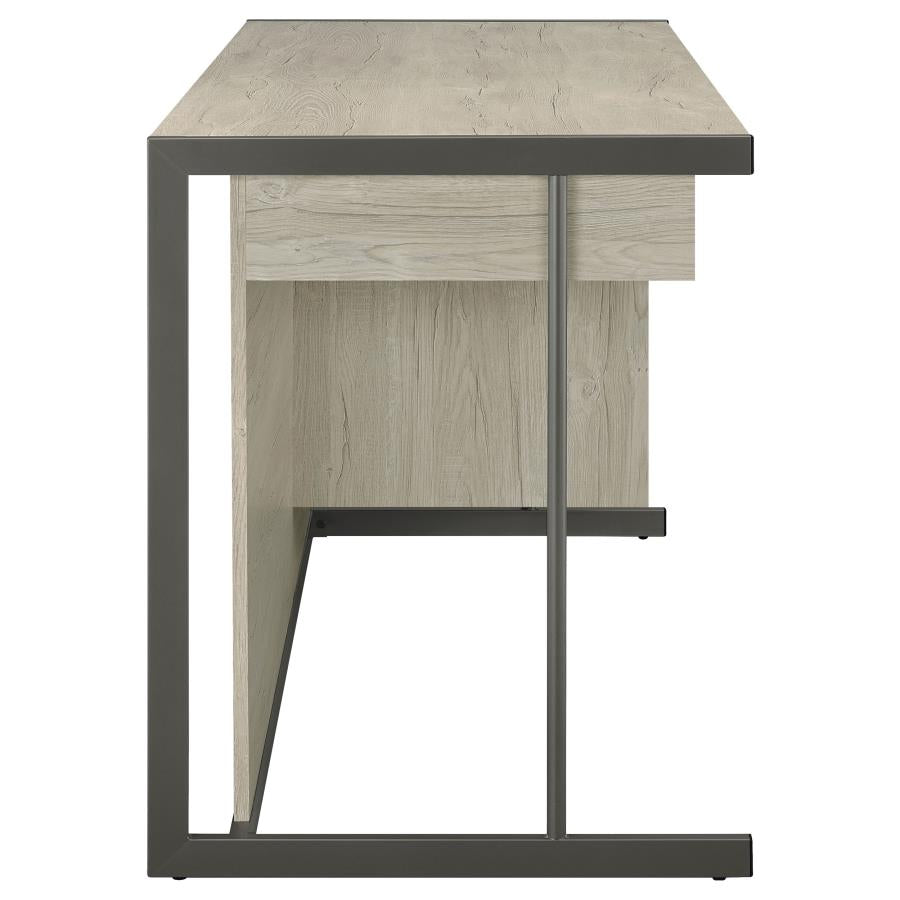Loomis 60-inch 4-drawer Computer Desk Whitewashed Grey 805881 - Venini Furniture 