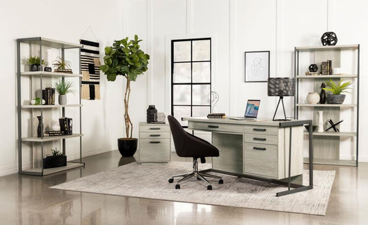 Loomis 60-inch 4-drawer Computer Desk Whitewashed Grey 805881 - Venini Furniture 
