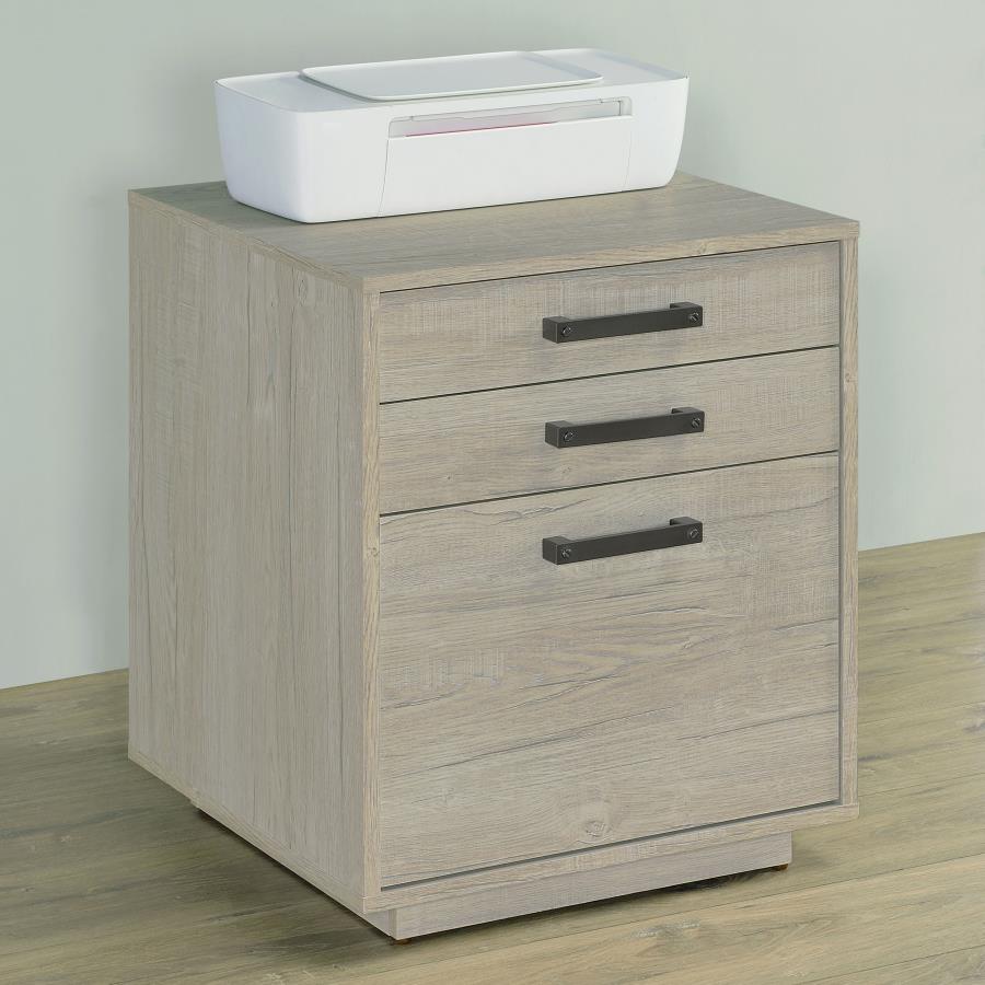 Loomis 3-drawer Home Office File Cabinet Whitewashed Grey 805882 - Venini Furniture 