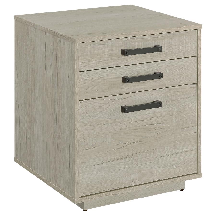 Loomis 3-drawer Home Office File Cabinet Whitewashed Grey 805882 - Venini Furniture 