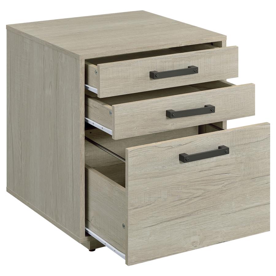 Loomis 3-drawer Home Office File Cabinet Whitewashed Grey 805882 - Venini Furniture 