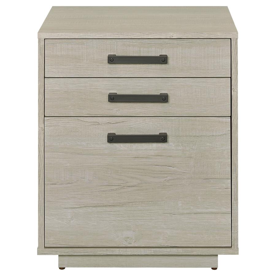 Loomis 3-drawer Home Office File Cabinet Whitewashed Grey 805882 - Venini Furniture 