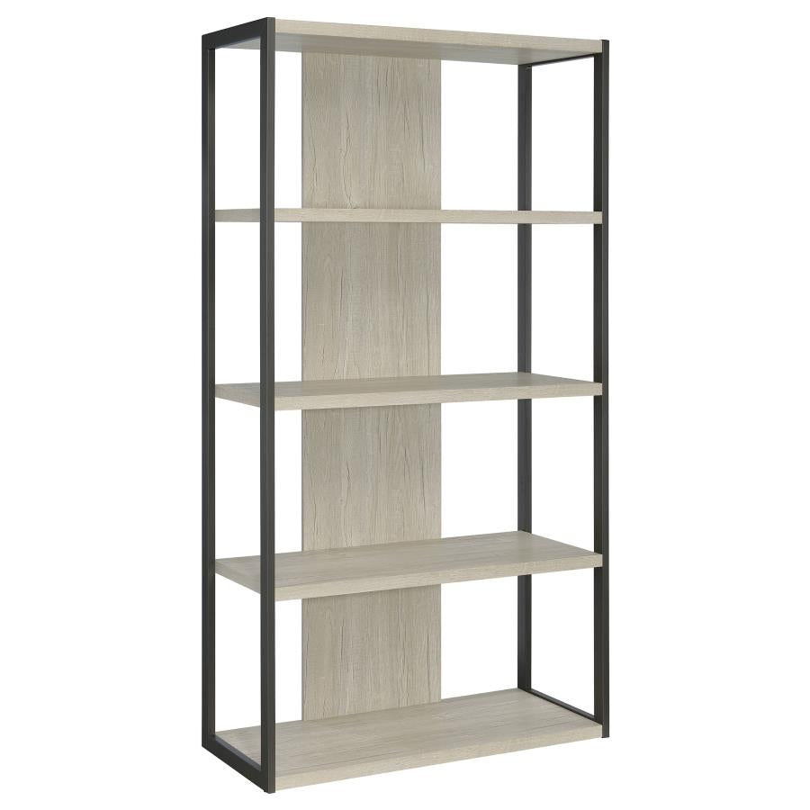 Loomis 72-inch 4-shelf Bookshelf Whitewashed Grey 805883 - Venini Furniture 