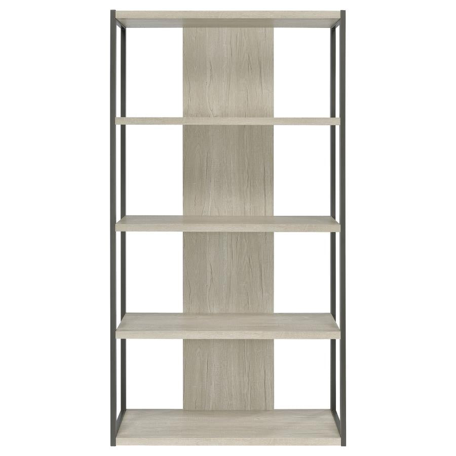 Loomis 72-inch 4-shelf Bookshelf Whitewashed Grey 805883 - Venini Furniture 