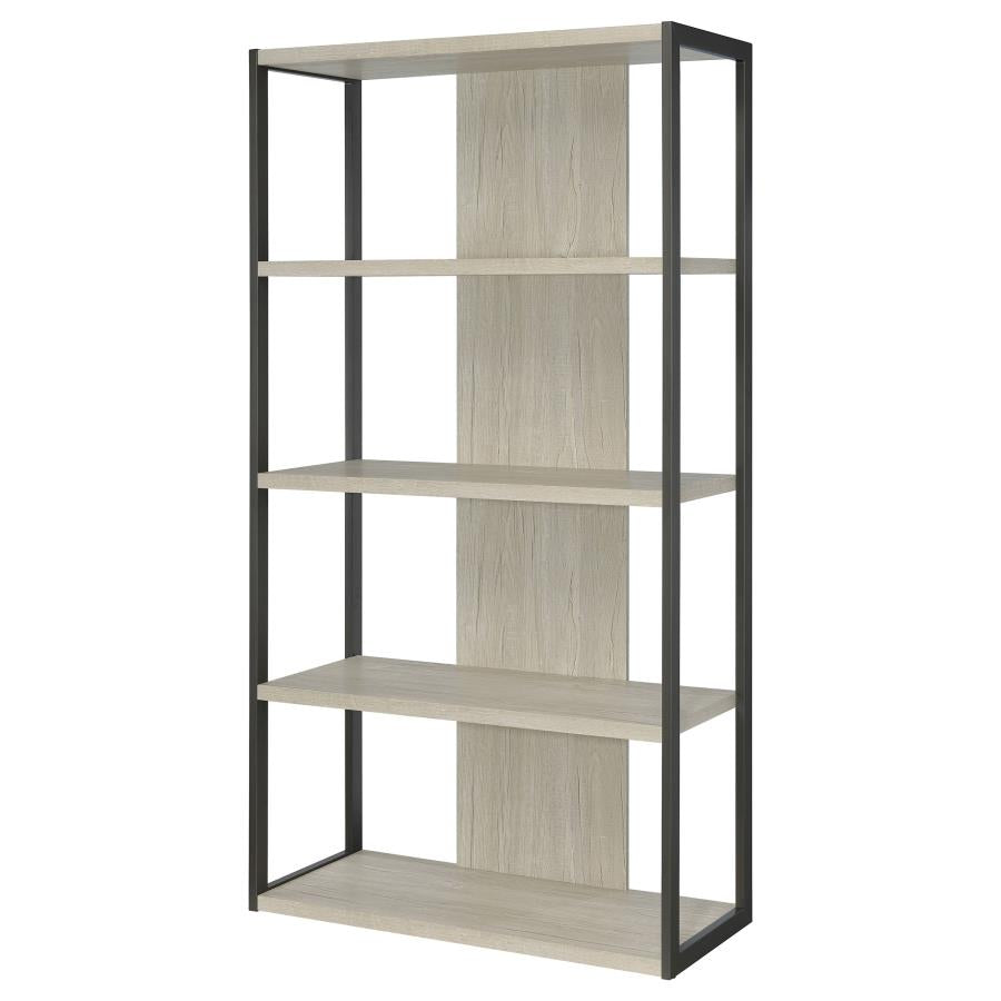 Loomis 72-inch 4-shelf Bookshelf Whitewashed Grey 805883 - Venini Furniture 