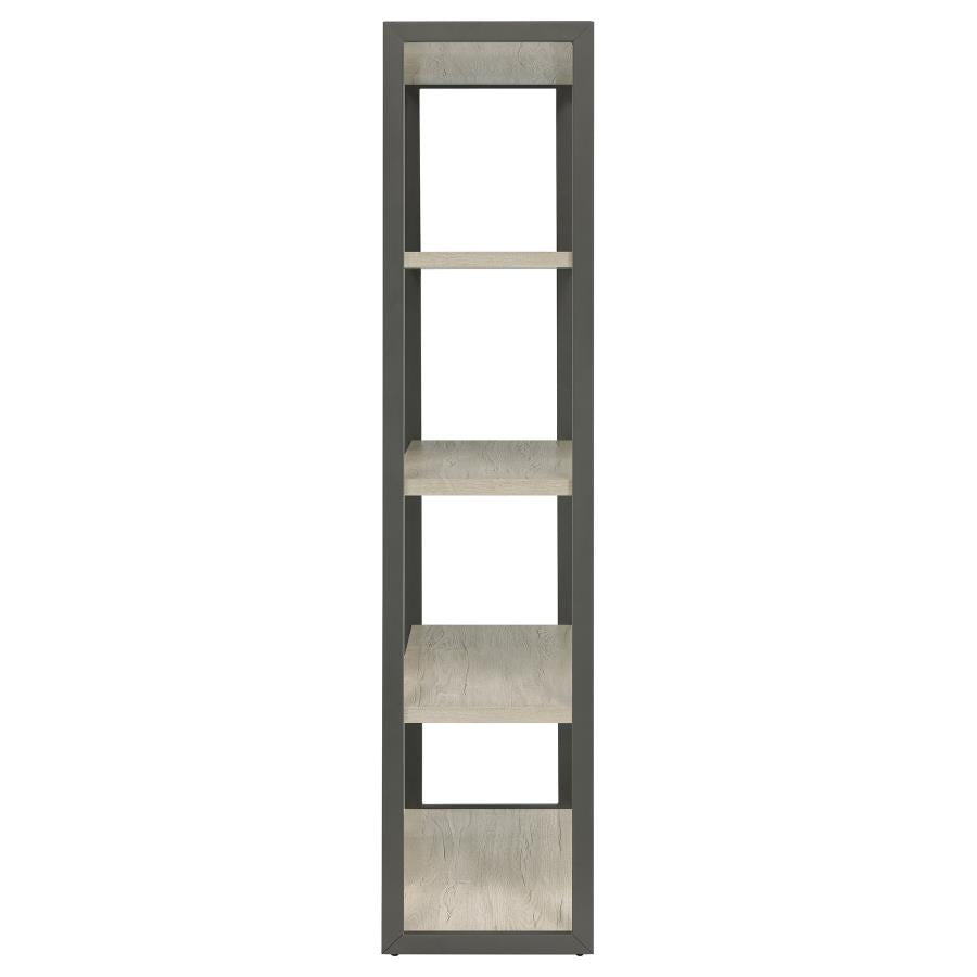 Loomis 72-inch 4-shelf Bookshelf Whitewashed Grey 805883 - Venini Furniture 