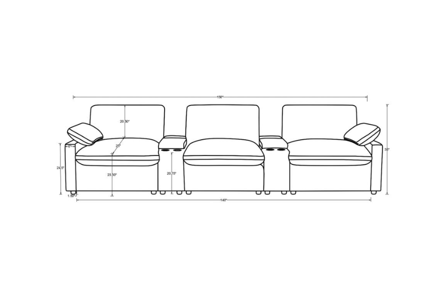 Collins 5-piece Power Reclining Home Theater Seating Grey 609561PT Comming Soon
