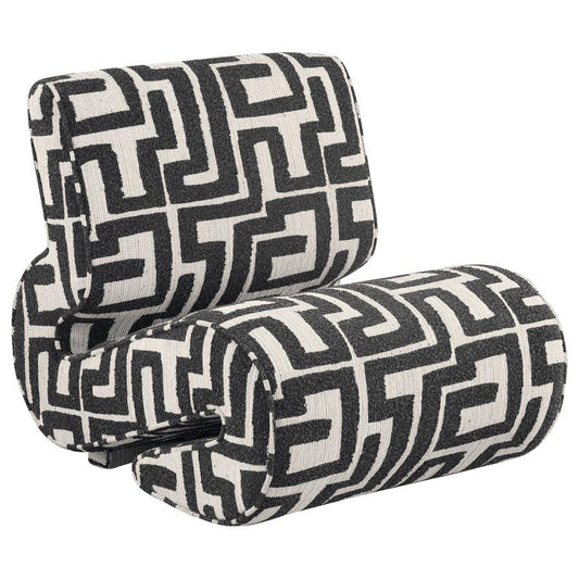Eimer Geometric Jacquard Accent Chair Black