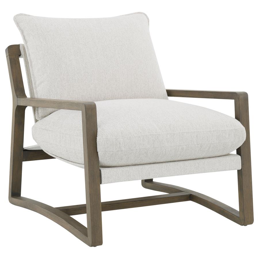 Geneva Boucle Upholstered Wood Arm Accent Chair Sand 907509 - Venini Furniture 
