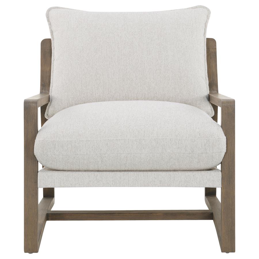 Geneva Boucle Upholstered Wood Arm Accent Chair Sand 907509 - Venini Furniture 