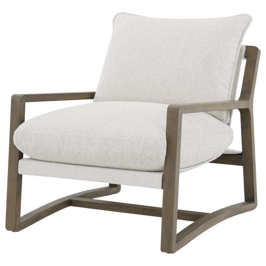 Geneva Boucle Upholstered Wood Arm Accent Chair Sand 907509 - Venini Furniture 