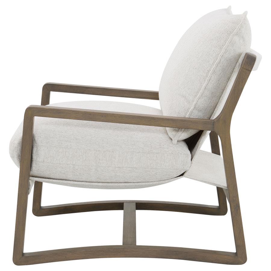 Geneva Boucle Upholstered Wood Arm Accent Chair Sand 907509 - Venini Furniture 