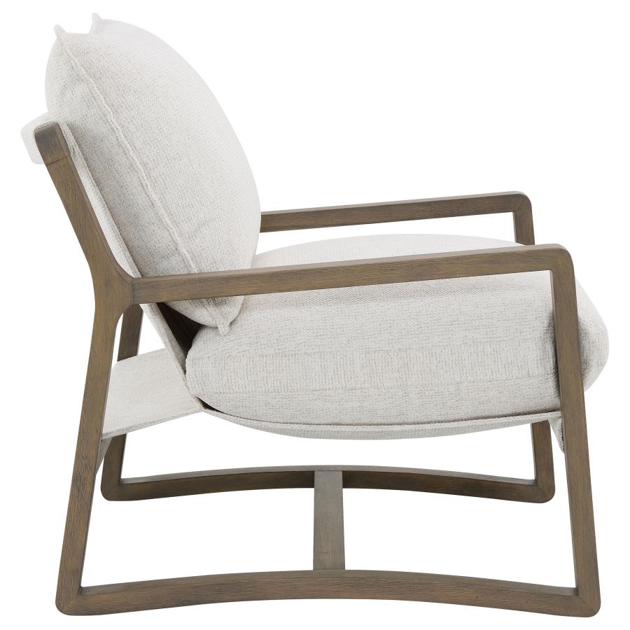 Geneva Boucle Upholstered Wood Arm Accent Chair Sand 907509 - Venini Furniture 