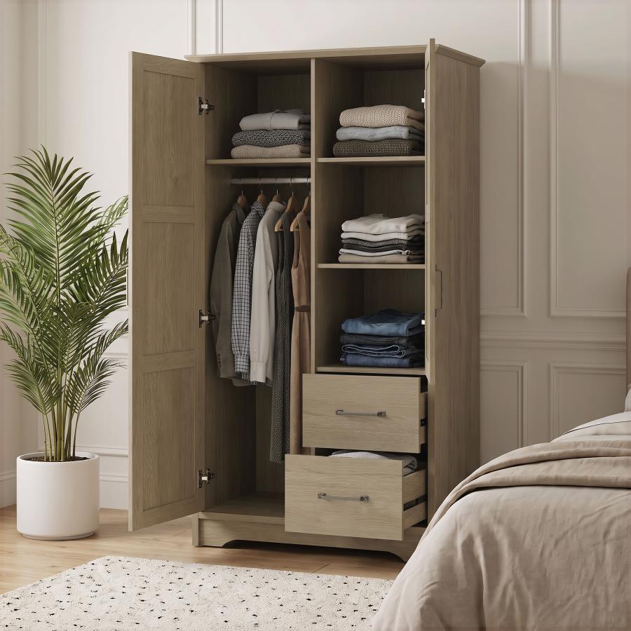 Cassara 2-door Bedroom Wardrobe Storage Cabinet Armoire Latte
