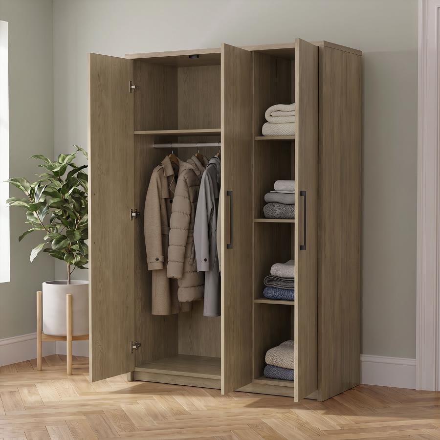 Cerda 3-door Bedroom Wardrobe Storage Cabinet Armoire Latte