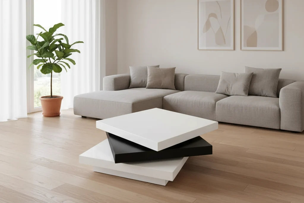 Aria Coffee Table All White, White & Black, White & Gray. - Venini Furniture 