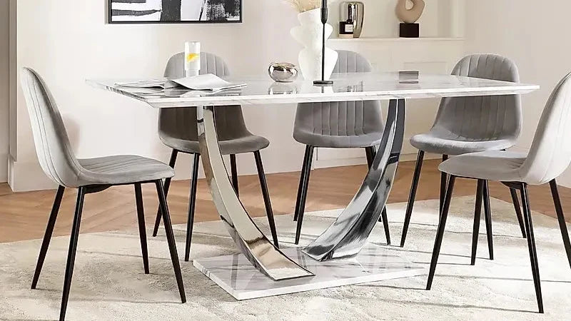 BELI DINING TABLE GREY or White MARBLE TOP - Venini Furniture 