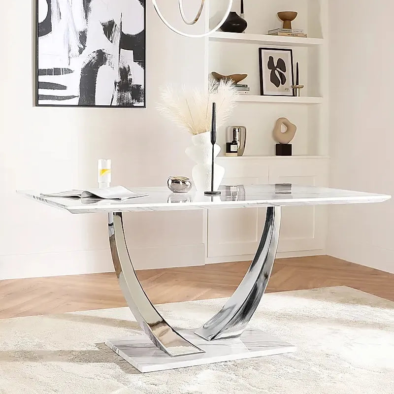 BELI DINING TABLE GREY or White MARBLE TOP - Venini Furniture 
