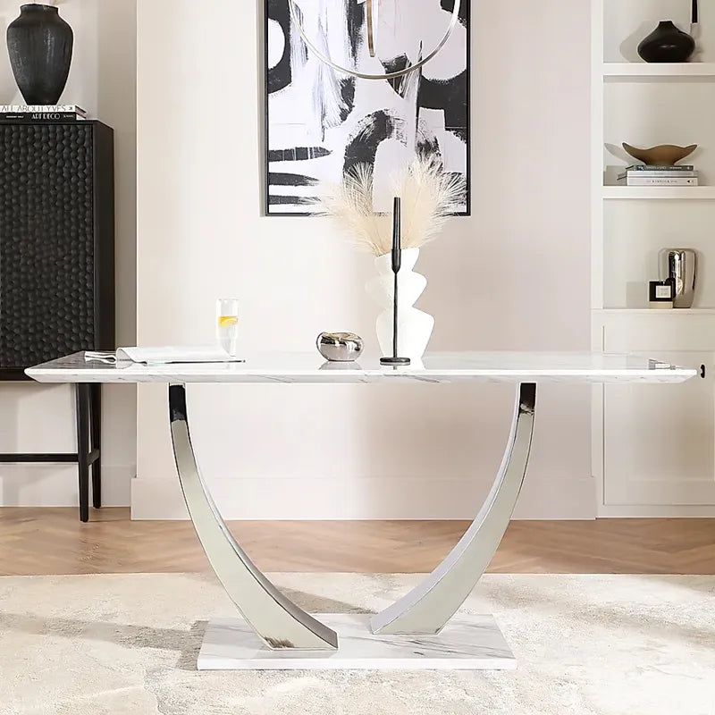 BELI DINING TABLE GREY or White MARBLE TOP - Venini Furniture 