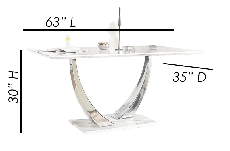 BELI DINING TABLE GREY or White MARBLE TOP - Venini Furniture 
