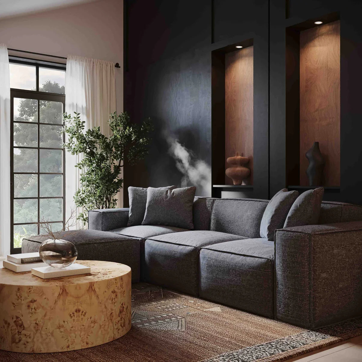 Mindy 4-Piece Chenille Basketweave Modular Sectional - Venini Furniture 
