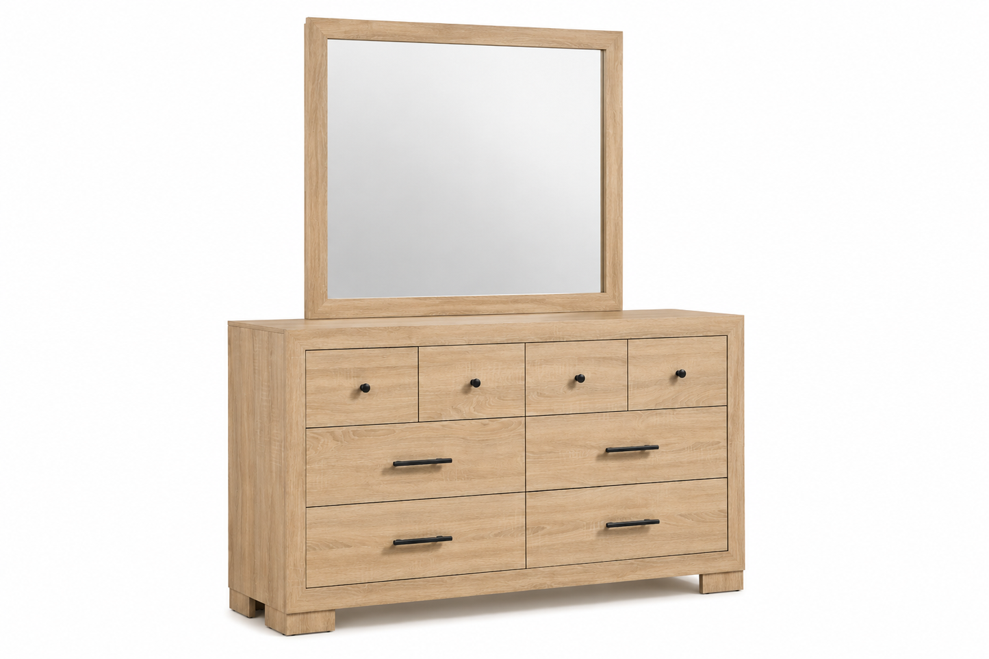 Arielle Dresser and Mirror Set with Mixed Hardware Light Oak 223113M