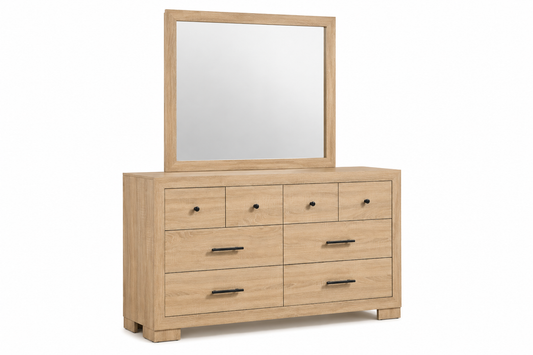 Arielle Dresser and Mirror Set with Mixed Hardware Light Oak 223113M