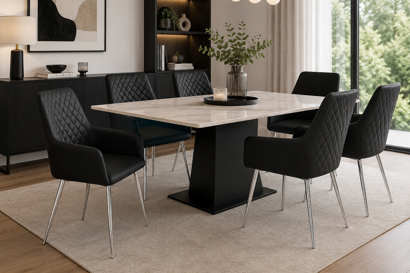 Alba Dining Chair White & Black - Venini Furniture 