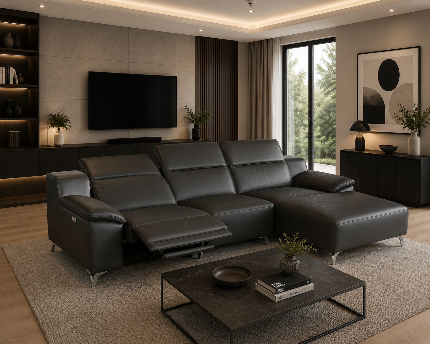 Melanie sectional Gray or Black RIGHT - Venini Furniture 