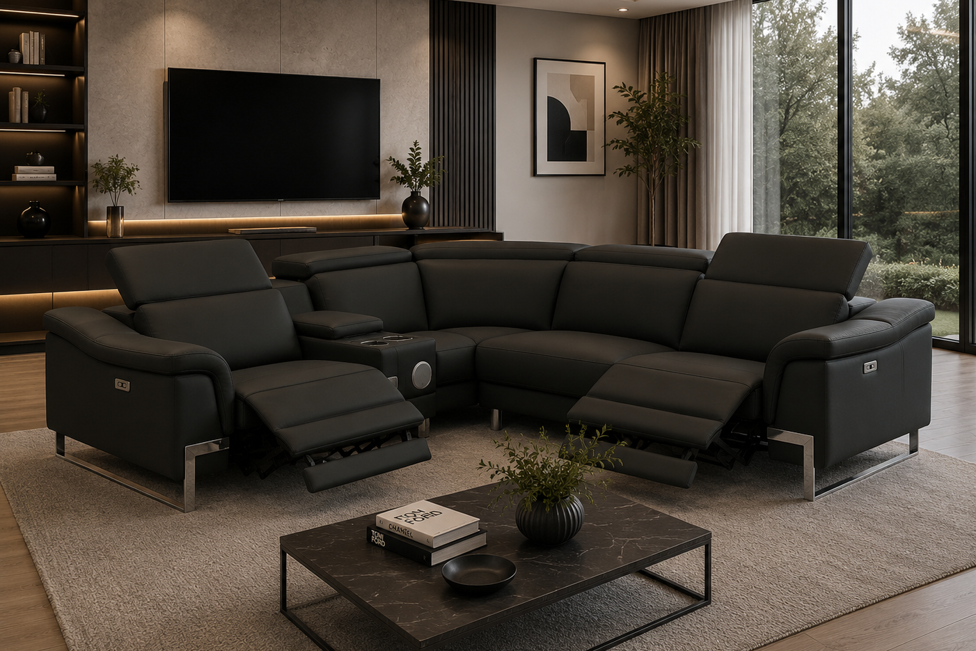 Spartacus Recliner Model 2025 Black, Gray or White. - Venini Furniture 