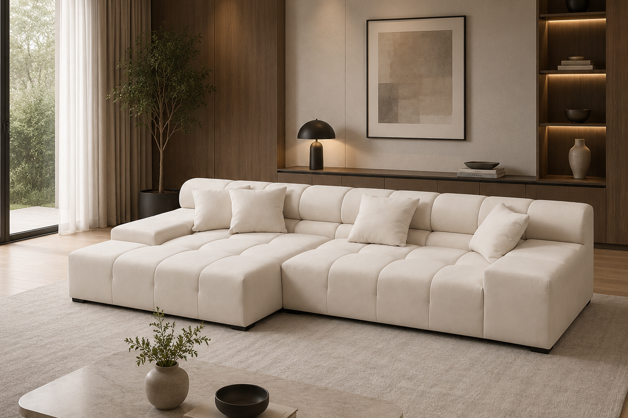 Midtown Sectional Right or Left in Graphite Dark Grey or Cream - Venini Furniture 