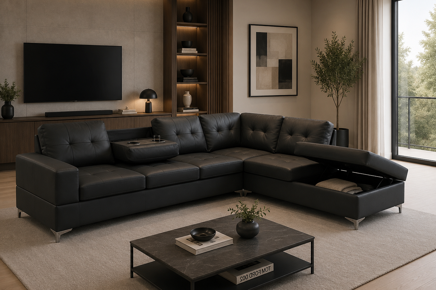 Antonella Sectional Right or Left in Black, Gray or White. - Venini Furniture 