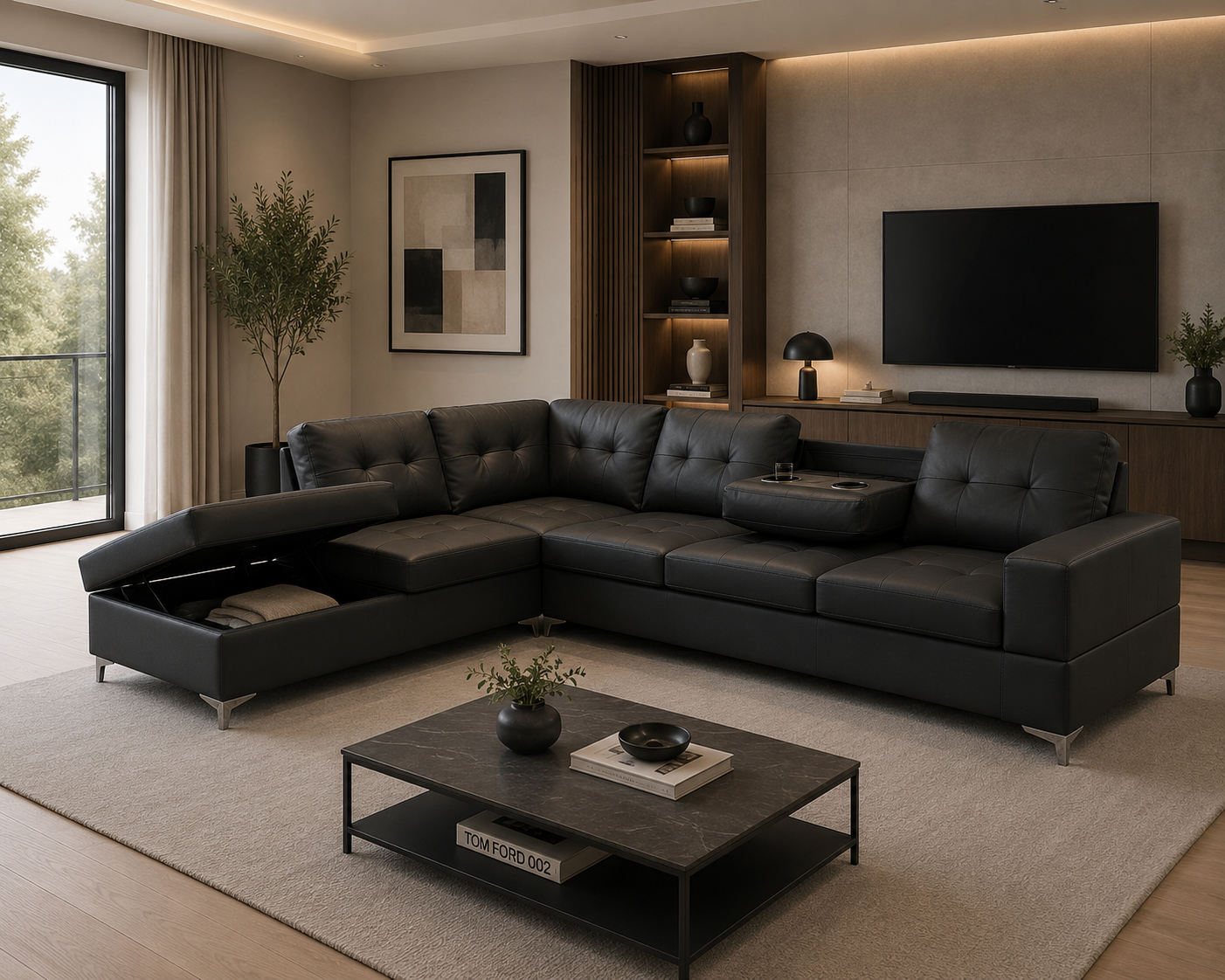 Antonella Sectional Right or Left in Black, Gray or White. - Venini Furniture 