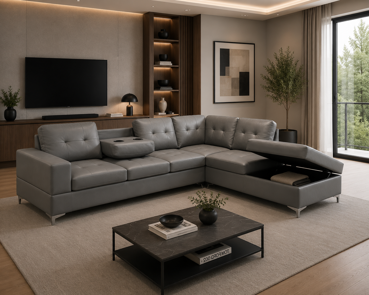 Antonella Sectional Right or Left in Black, Gray or White. - Venini Furniture 