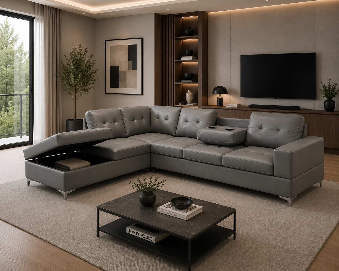 Antonella Sectional Right or Left in Black, Gray or White. - Venini Furniture 