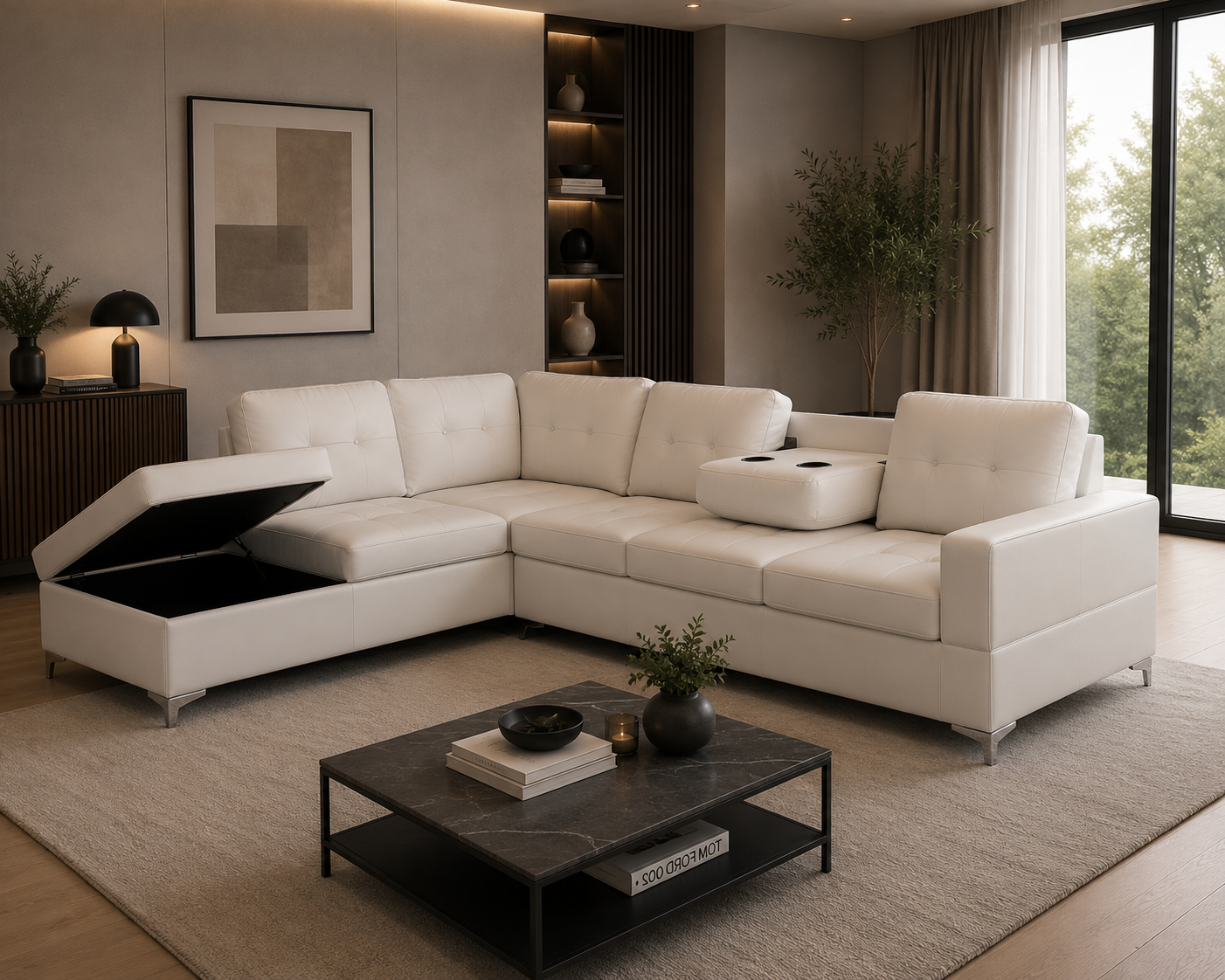 Antonella Sectional Right or Left in Black, Gray or White. - Venini Furniture 