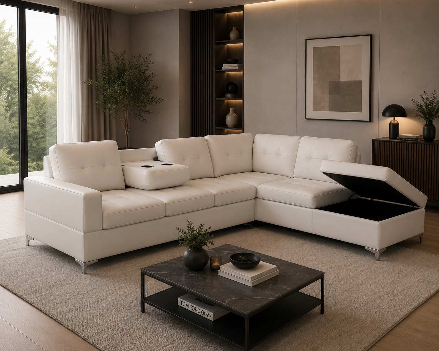 Antonella Sectional Right or Left in Black, Gray or White. - Venini Furniture 