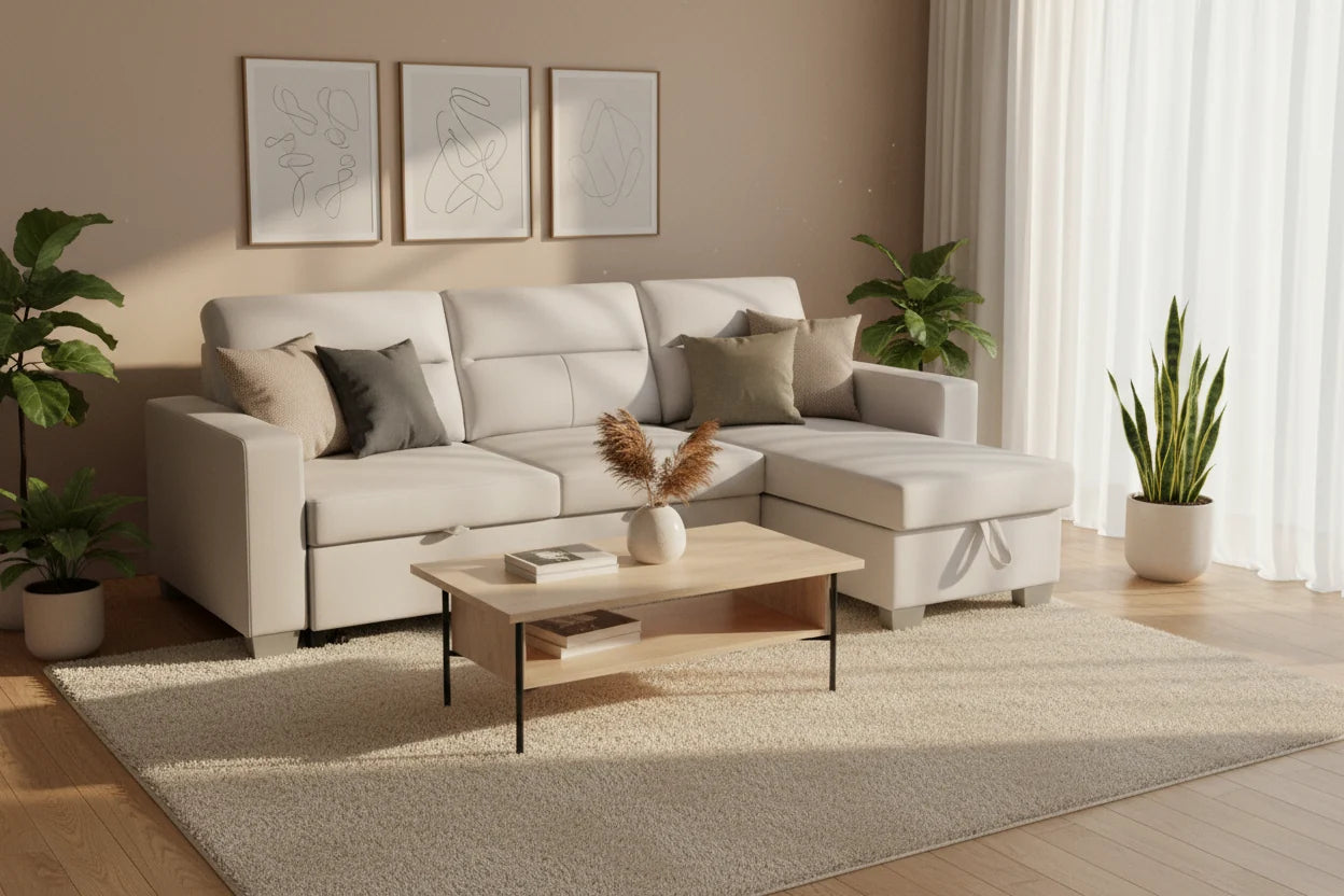 Daniel Reversible Sectional Black, White or Gray. - Venini Furniture 