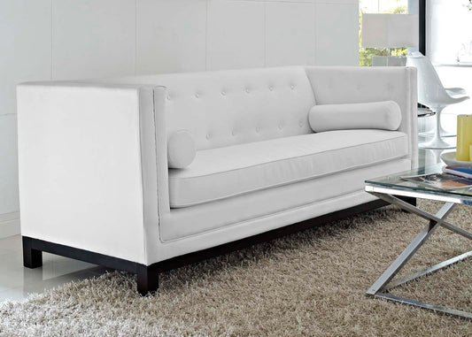 Imperial Bonded Leather Sofa in White. - Venini Furniture 