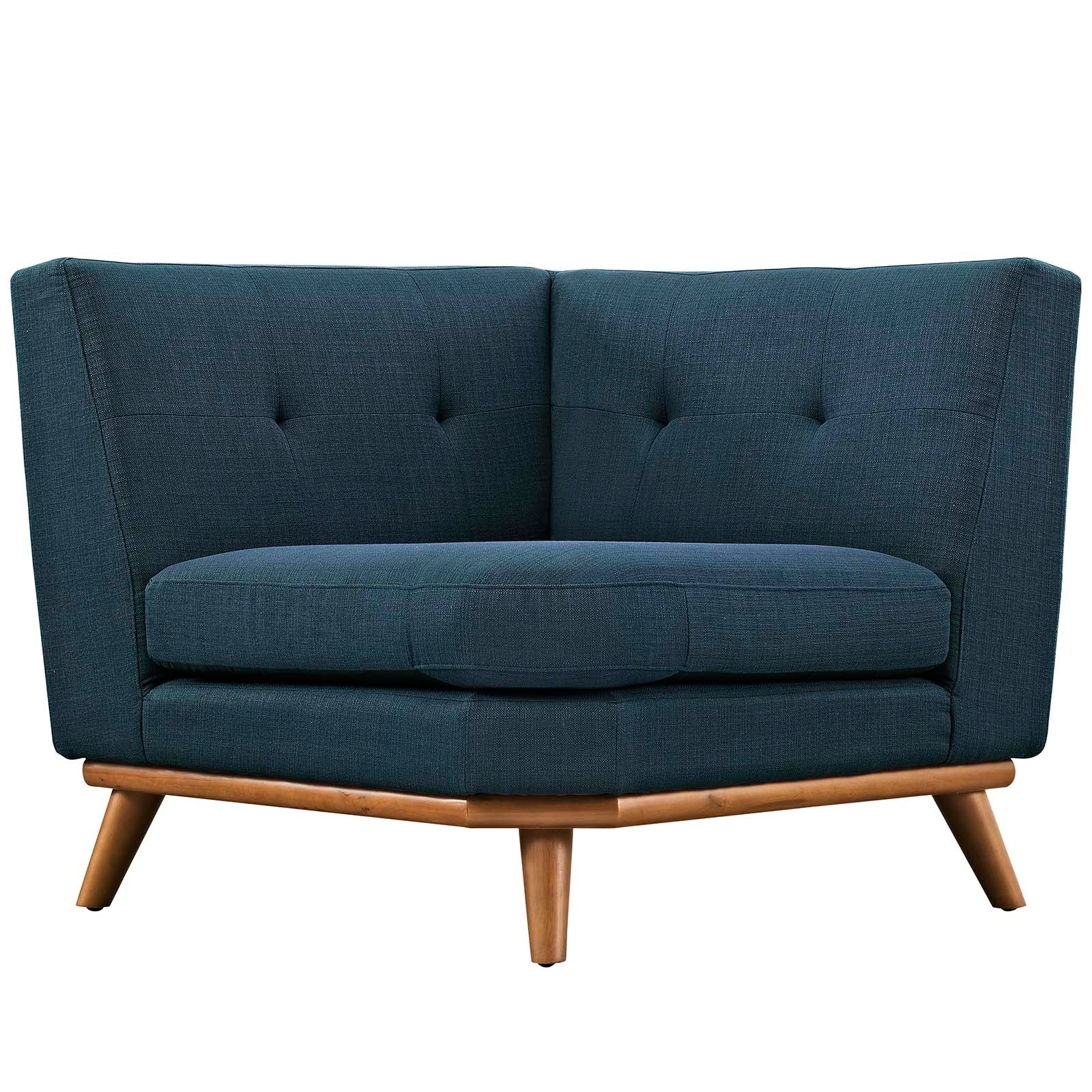Engage L-Shaped Upholstered Fabric Sectional Sofa in Azure. - Venini Furniture 
