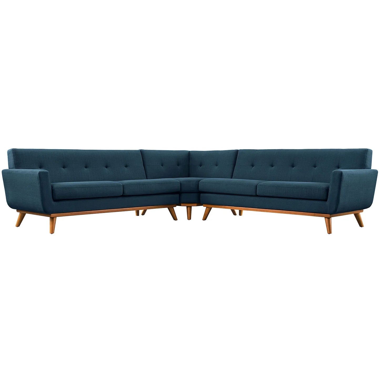 Engage L-Shaped Upholstered Fabric Sectional Sofa in Azure. - Venini Furniture 
