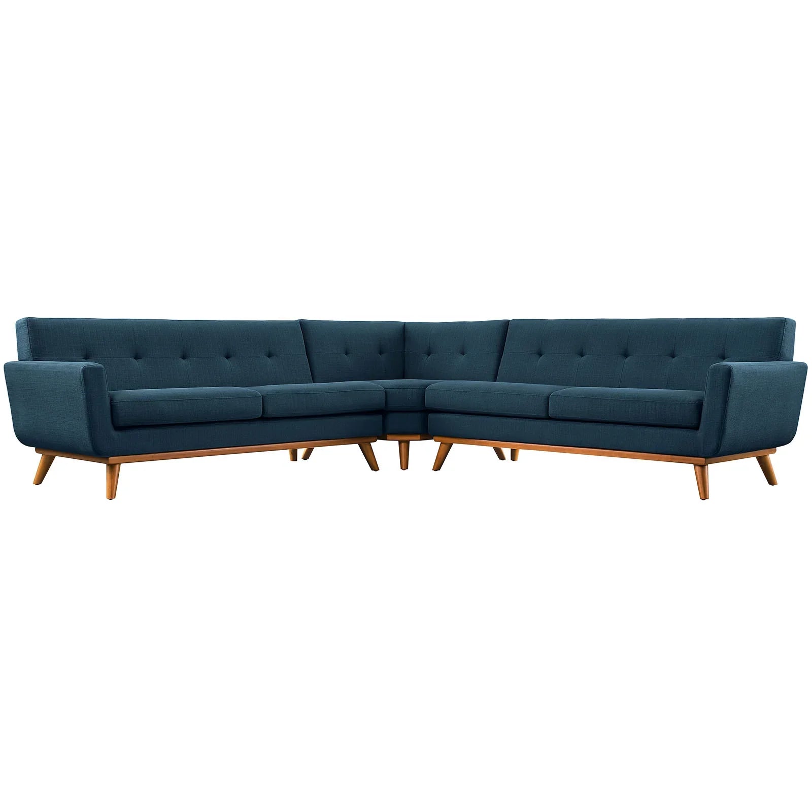 Engage L-Shaped Upholstered Fabric Sectional Sofa in Azure. - Venini Furniture 