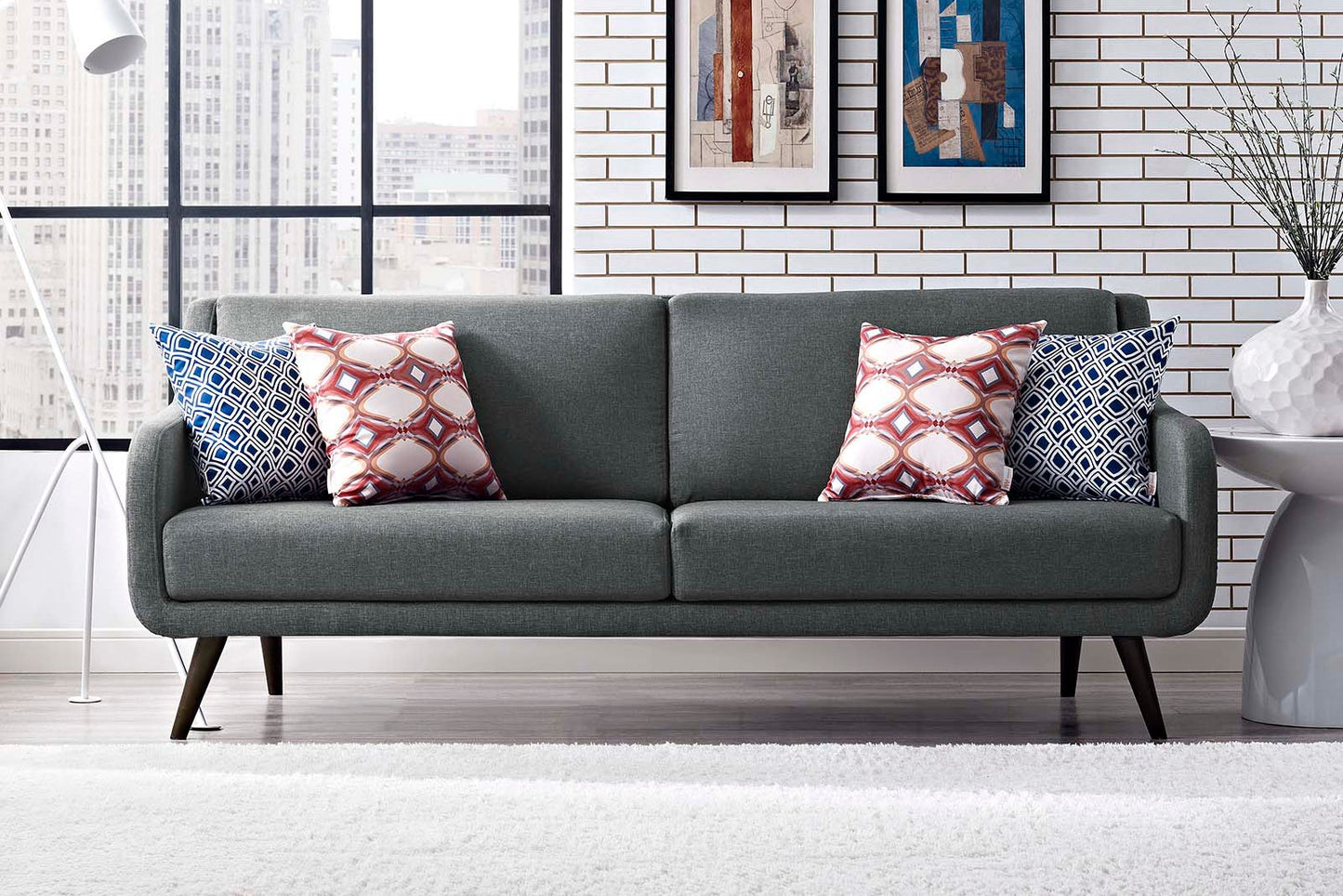 Verve Upholstered Fabric Sofa in Gray. - Venini Furniture 
