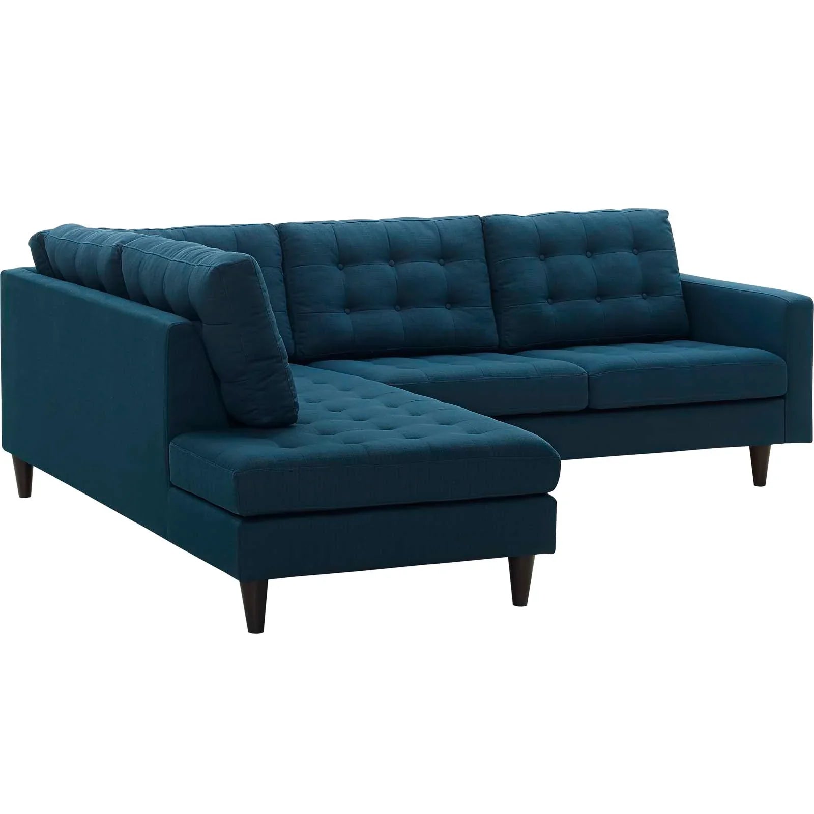 Empress 2 Piece Upholstered Fabric Left Facing Bumper Sectional. - Venini Furniture 