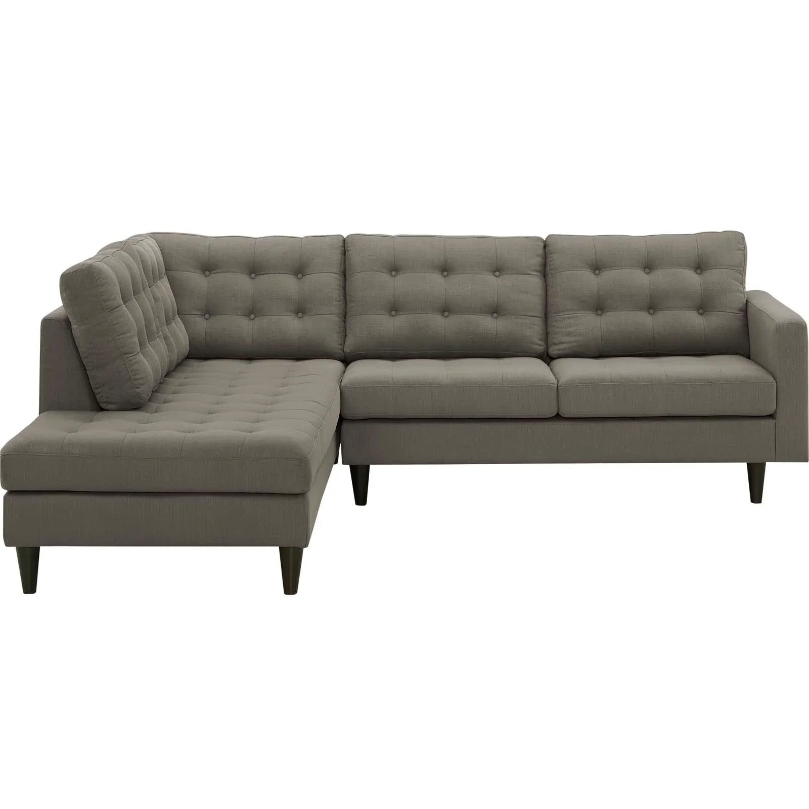 Empress 2 Piece Upholstered Fabric Left Facing Bumper Sectional. - Venini Furniture 