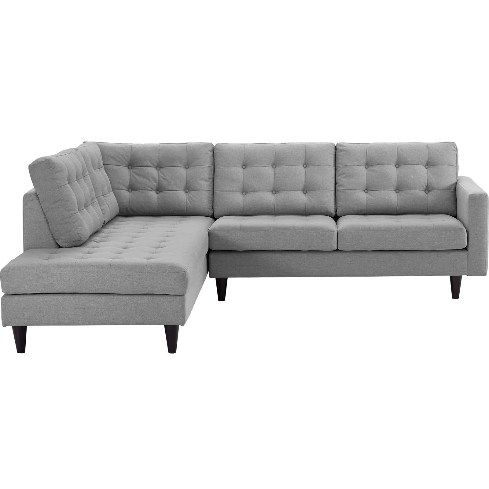 Empress 2 Piece Upholstered Fabric Left Facing Bumper Sectional. - Venini Furniture 
