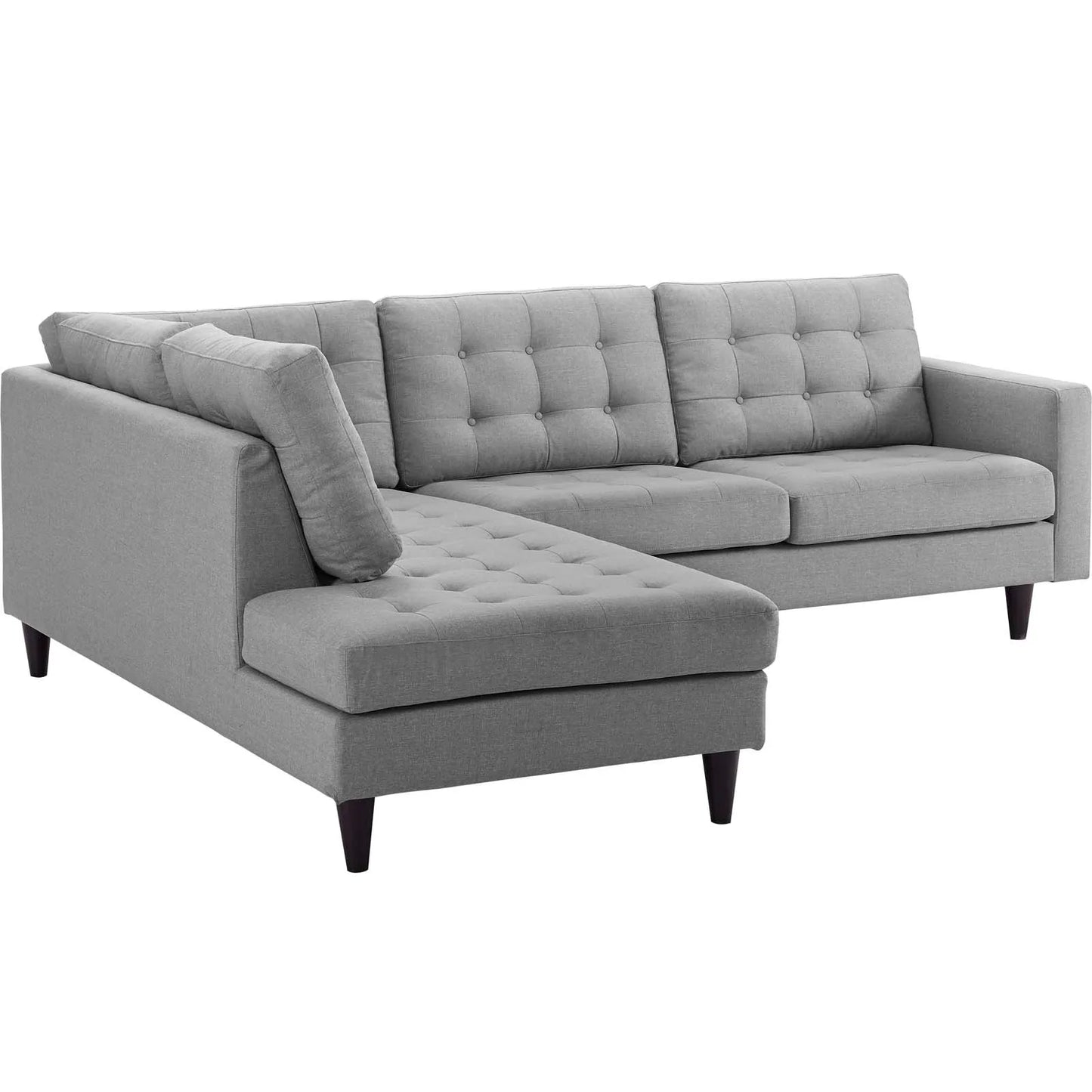 Empress 2 Piece Upholstered Fabric Left Facing Bumper Sectional. - Venini Furniture 