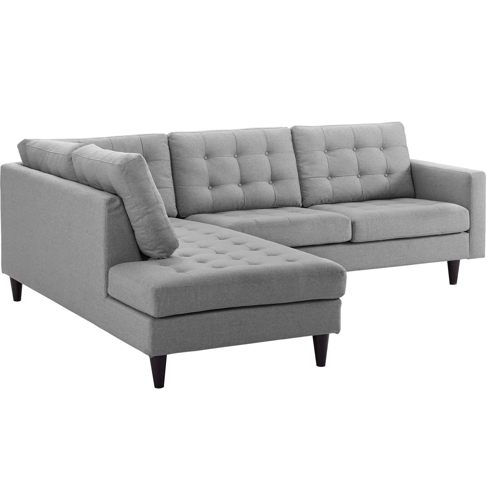 Empress 2 Piece Upholstered Fabric Left Facing Bumper Sectional. - Venini Furniture 