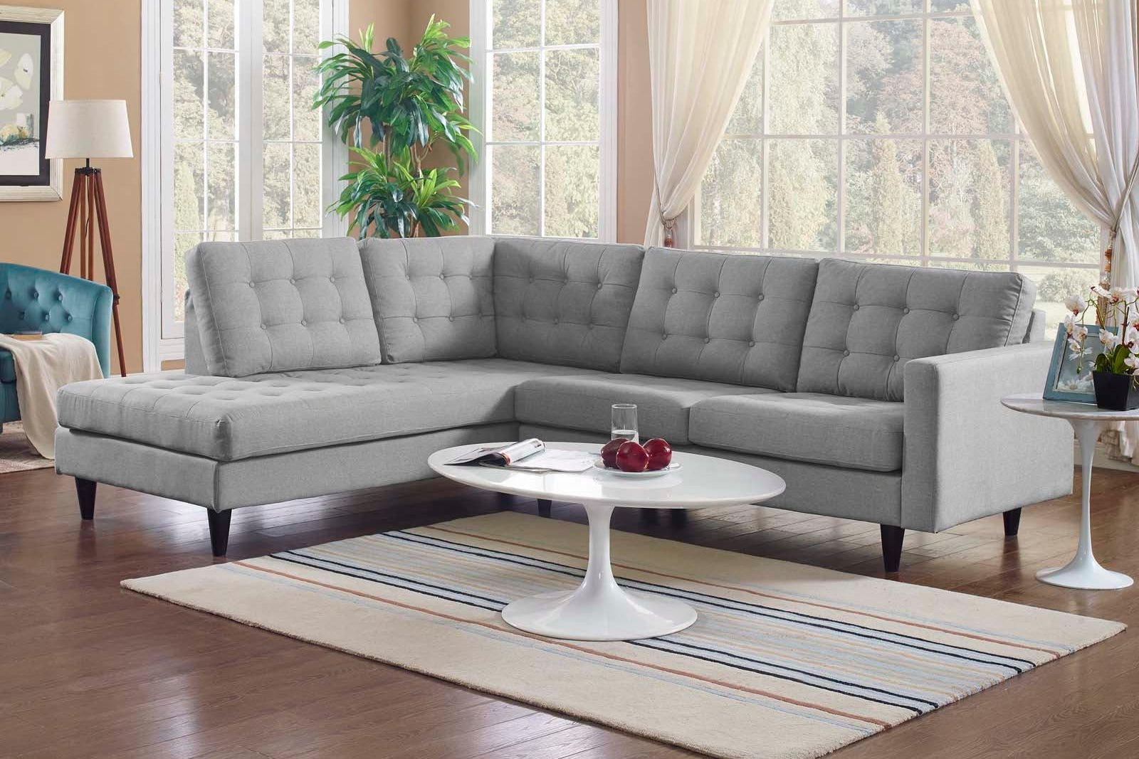 Empress 2 Piece Upholstered Fabric Left Facing Bumper Sectional. - Venini Furniture 