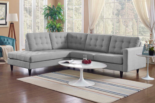 Empress 2 Piece Upholstered Fabric Left Facing Bumper Sectional. - Venini Furniture 